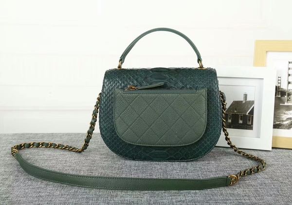 Chanel 2017 Original Python Leather Shoulder Bag 8125 Green