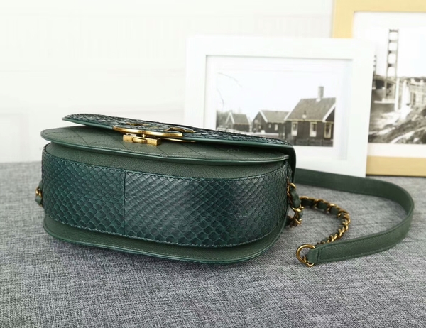 Chanel 2017 Original Python Leather Shoulder Bag 8125 Green