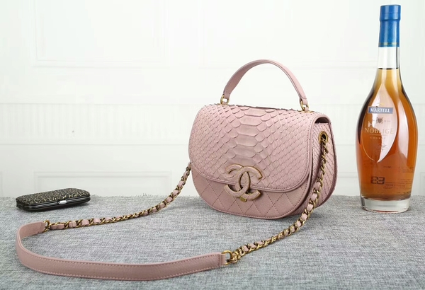 Chanel 2017 Original Python Leather Shoulder Bag 8125 Light Pink