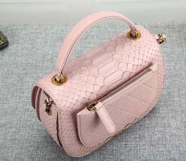 Chanel 2017 Original Python Leather Shoulder Bag 8125 Light Pink