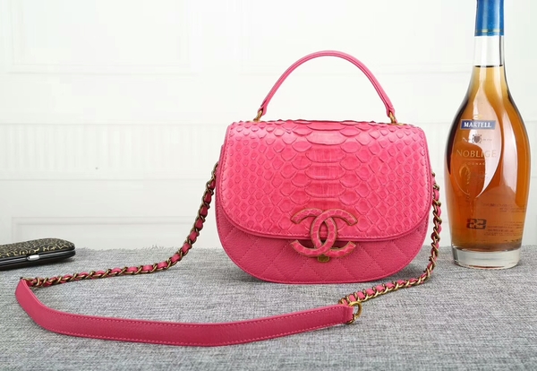 Chanel 2017 Original Python Leather Shoulder Bag 8125 Pink