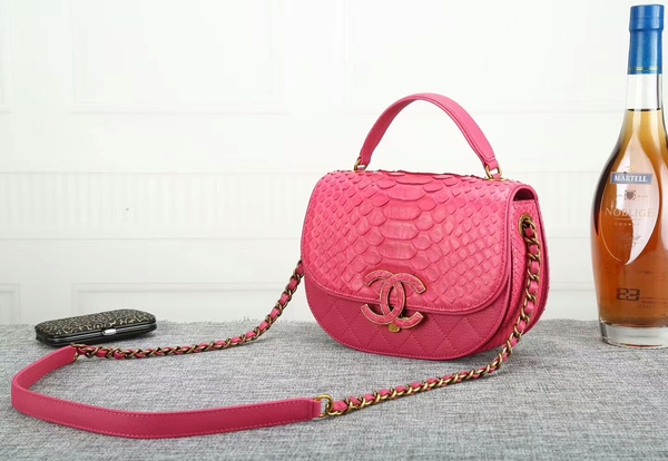 Chanel 2017 Original Python Leather Shoulder Bag 8125 Pink