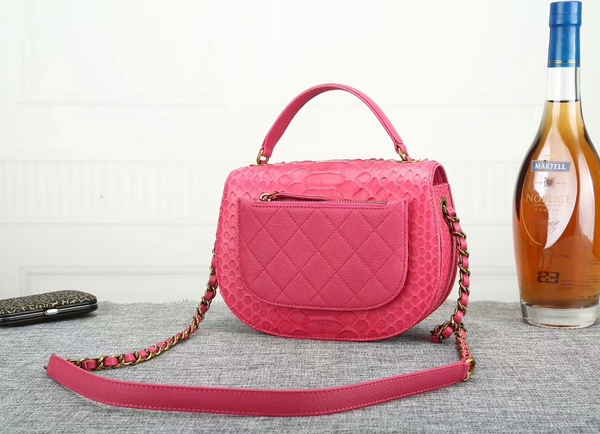 Chanel 2017 Original Python Leather Shoulder Bag 8125 Pink