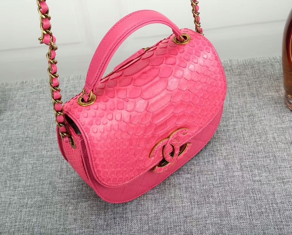 Chanel 2017 Original Python Leather Shoulder Bag 8125 Pink