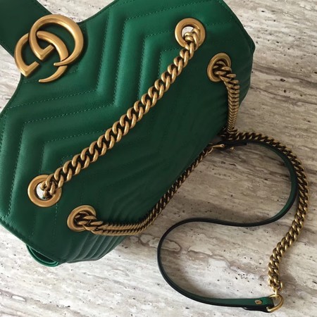 Gucci GG Marmont Matelasse Leather Shoulder Bag 443497 Green