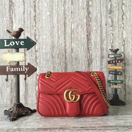 Gucci GG Marmont Matelasse Shoulder Bag 443497 Red