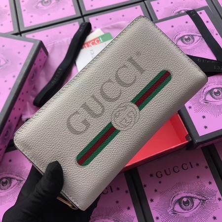 Gucci Print Leather Zip Around Wallet ‎496317 OffWhite