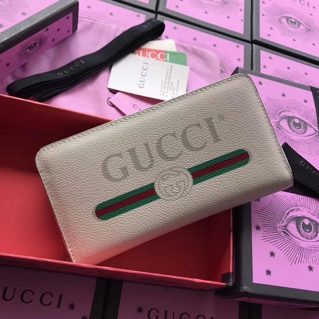 Gucci Print Leather Zip Around Wallet ‎496317 OffWhite