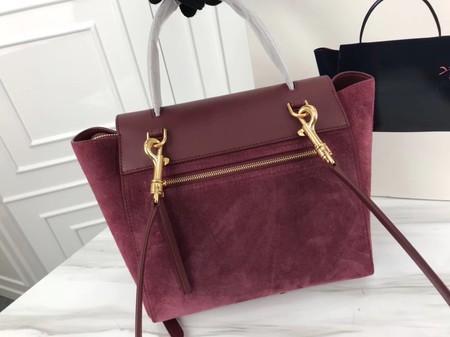 Celine Small Belt Bag Original Suede Leather A98310 Wine