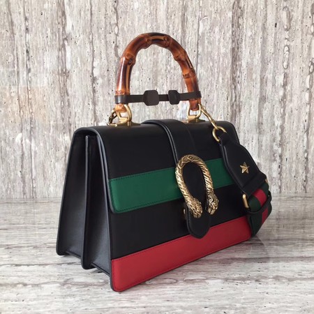 Gucci Dionysus Leather Top Handle Bag 448075 Black&Green&Red