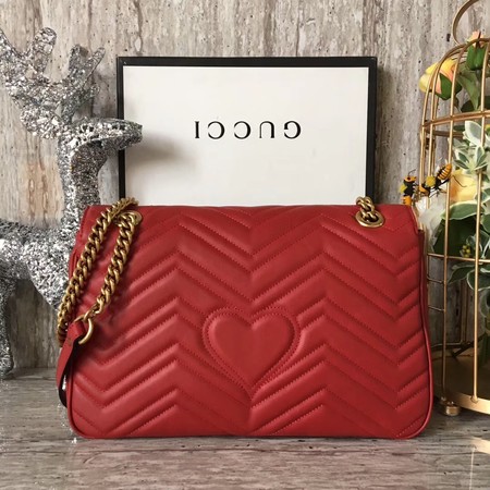 Gucci GG Marmont Matelasse Shoulder Bag 443496 Red