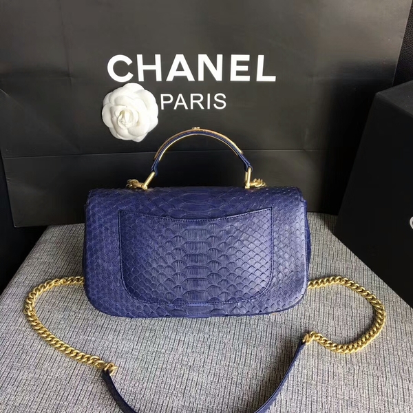 Chanel 2017 Original Python Leather Shoulder Bag 8127 Blue