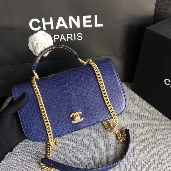 Chanel 2017 Original Python Leather Shoulder Bag 8127 Blue