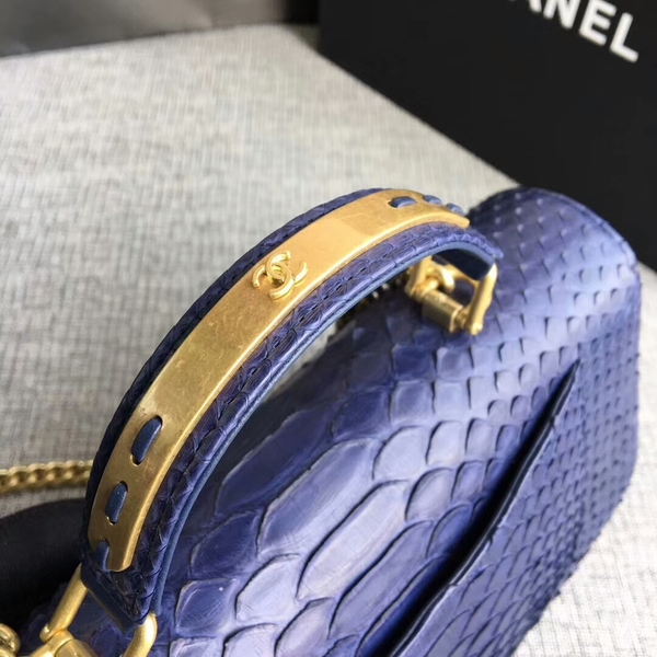 Chanel 2017 Original Python Leather Shoulder Bag 8127 Blue