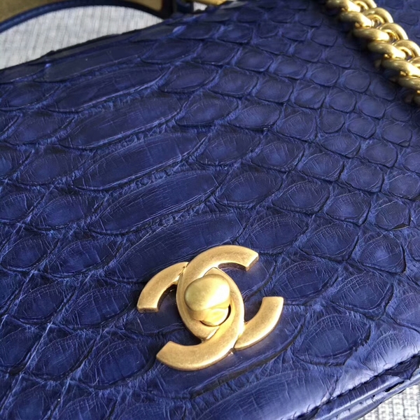 Chanel 2017 Original Python Leather Shoulder Bag 8127 Blue