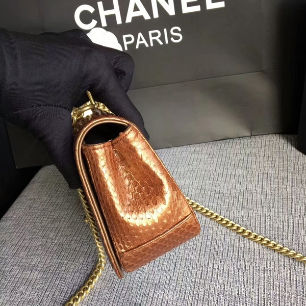 Chanel 2017 Original Python Leather Shoulder Bag 8127 Brown