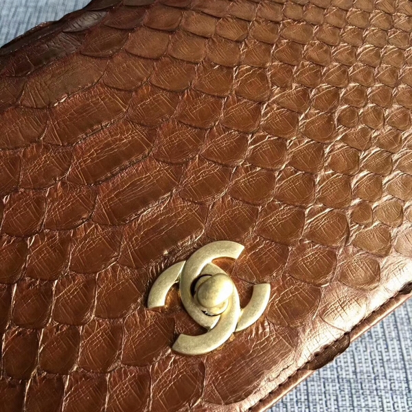 Chanel 2017 Original Python Leather Shoulder Bag 8127 Brown