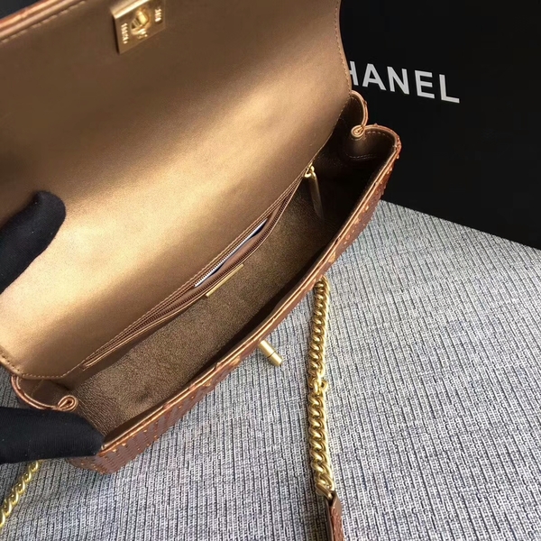 Chanel 2017 Original Python Leather Shoulder Bag 8127 Brown