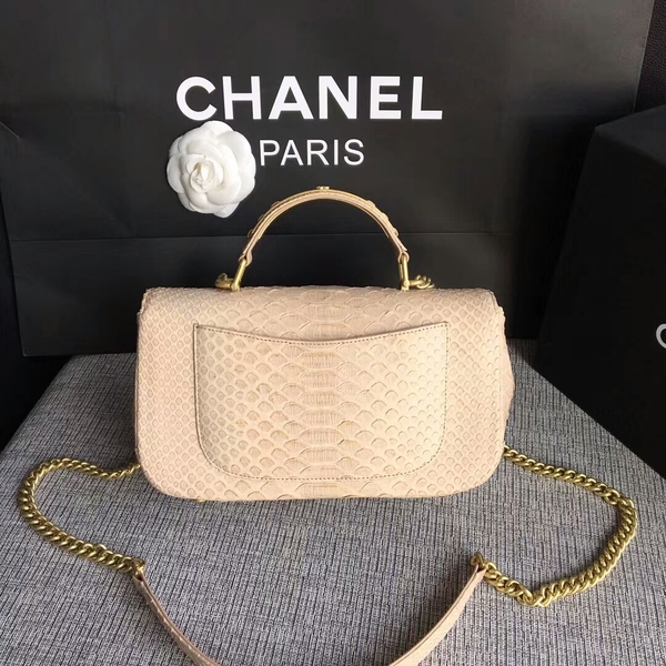 Chanel 2017 Original Python Leather Shoulder Bag 8127 Camel