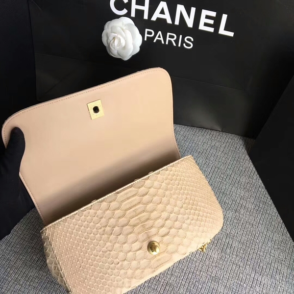 Chanel 2017 Original Python Leather Shoulder Bag 8127 Camel