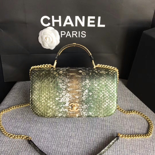 Chanel 2017 Original Python Leather Shoulder Bag 8127 Green