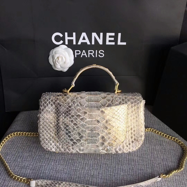 Chanel 2017 Original Python Leather Shoulder Bag 8127 Grey