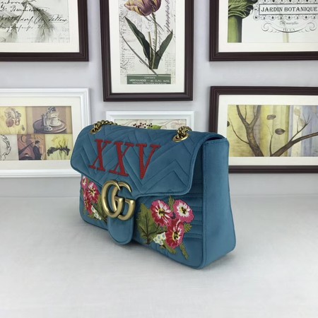 Gucci GG Marmont Medium Velvet Bag 443496 Blue