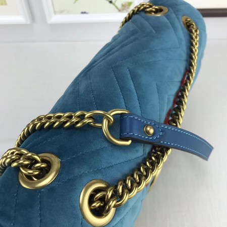 Gucci GG Marmont Medium Velvet Bag 443496 Blue