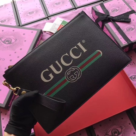 Gucci GG Marmont Calfskin Leather Clutch 466489 Black