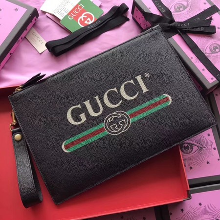 Gucci GG Marmont Calfskin Leather Clutch 466489 Black