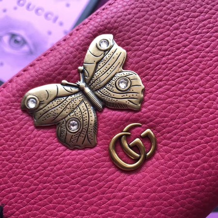 Gucci Leather Zip Around Wallet With Butterfly 499363