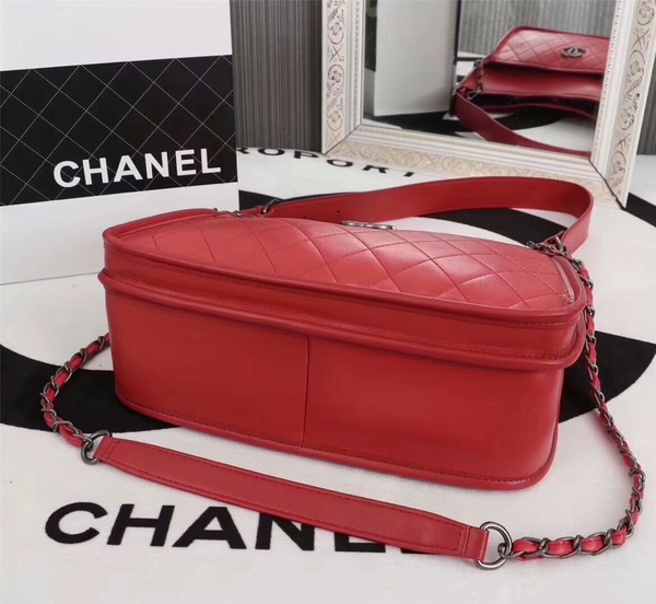 Chanel 2017 Calfskin Leather Tote Bag 8129 Red