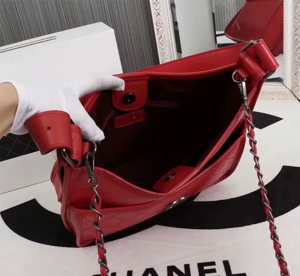 Chanel 2017 Calfskin Leather Tote Bag 8129 Red