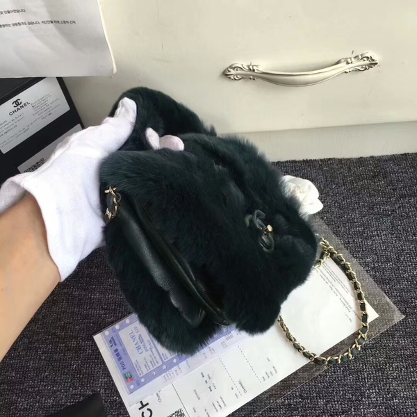 Chanel Original Leather Cony Hair Shoulder Bag CH5530 Green