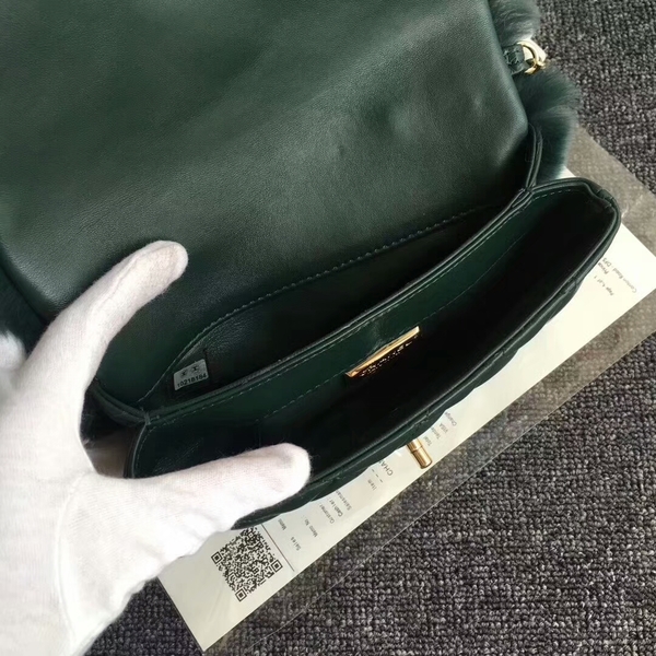 Chanel Original Leather Cony Hair Shoulder Bag CH5530 Green