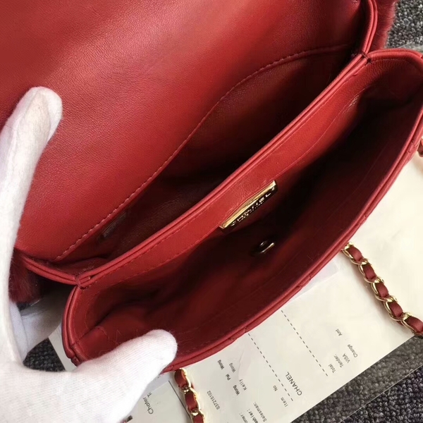 Chanel Original Leather Cony Hair Shoulder Bag CH5530 Red