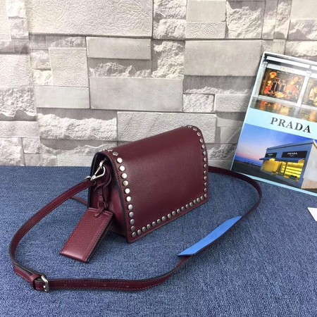 Prada Etiquette Bag Calfskin Leather 1BD082 Wine