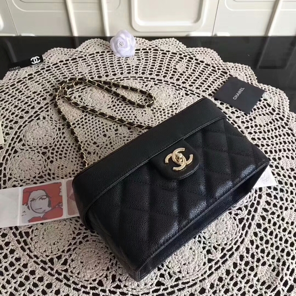 Chanel Cosmetic Bag Caviar Leather CHA6600 Black