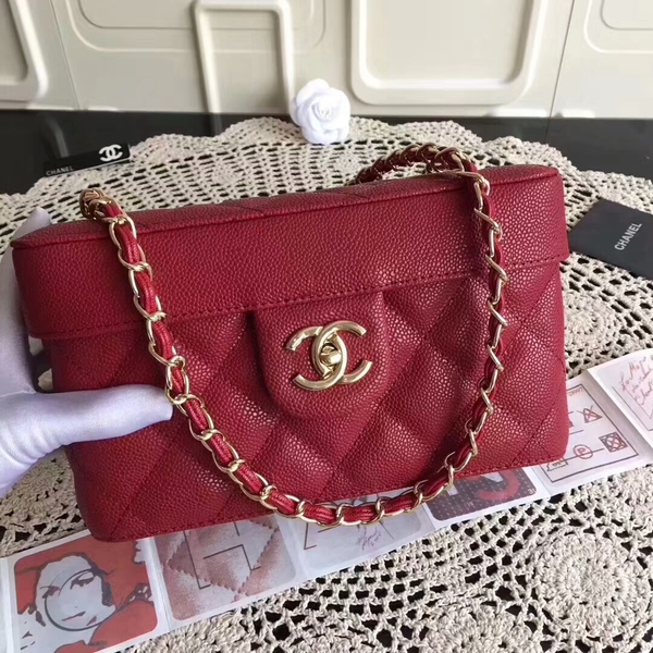 Chanel Cosmetic Bag Caviar Leather CHA6600 Red