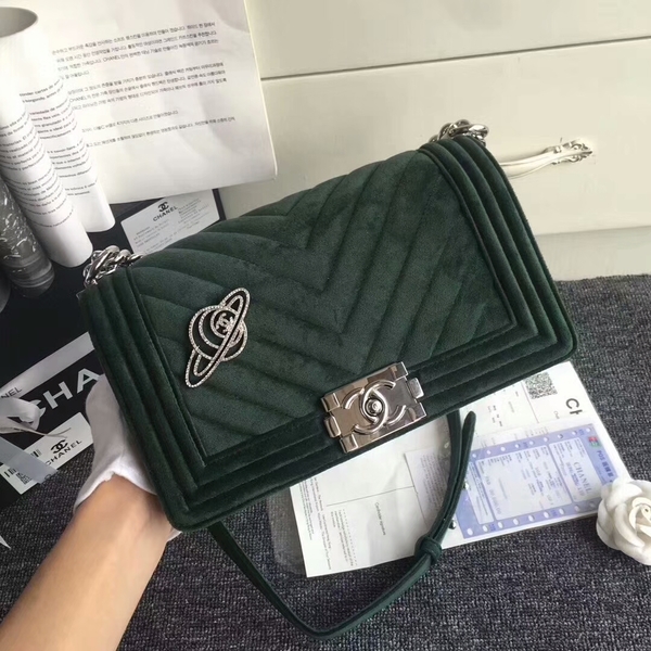 Chanel Le Boy Original Velvet Leather A67086 Green