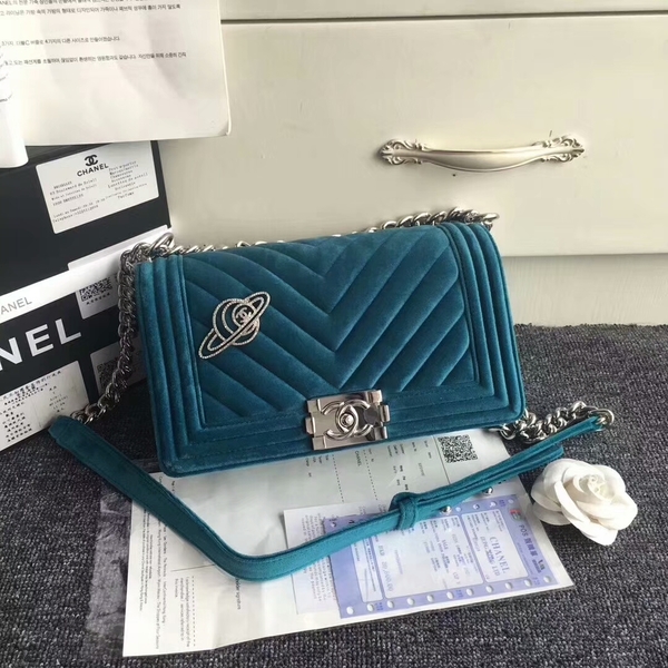 Chanel Le Boy Original Velvet Leather A67086 Skyblue