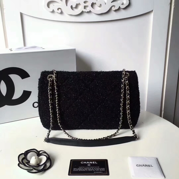 Chanel Original Suede Leather Flap Shoulder Bag A8128 Black