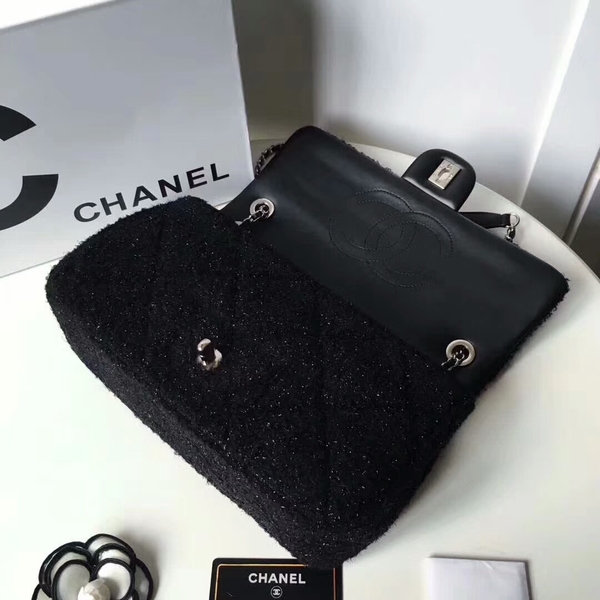 Chanel Original Suede Leather Flap Shoulder Bag A8128 Black