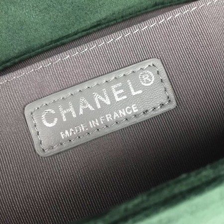 Boy Chanel Flap Shoulder Bag Chevron Velvet Leather A67068A Green