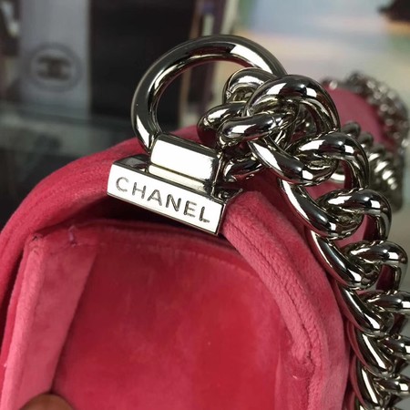 Boy Chanel Flap Shoulder Bag Chevron Velvet Leather A67068A Rose