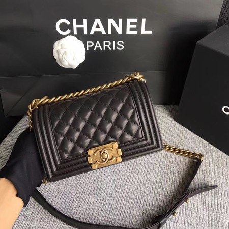 Boy Chanel Flap Shoulder Bag Sheepskin Leather A67085 Black