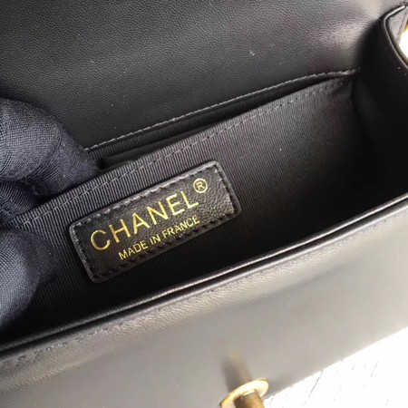 Boy Chanel Flap Shoulder Bag Sheepskin Leather A67085 Black