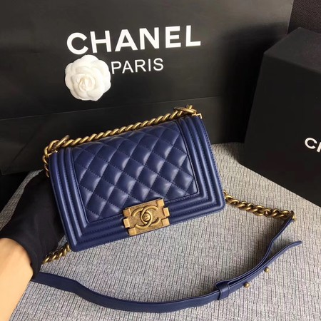 Boy Chanel Flap Shoulder Bag Sheepskin Leather A67085 Blue