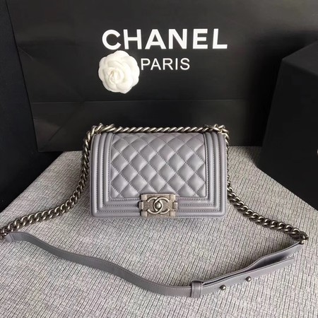 Boy Chanel Flap Shoulder Bag Sheepskin Leather A67085 Grey