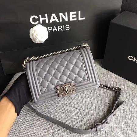 Boy Chanel Flap Shoulder Bag Sheepskin Leather A67085 Grey